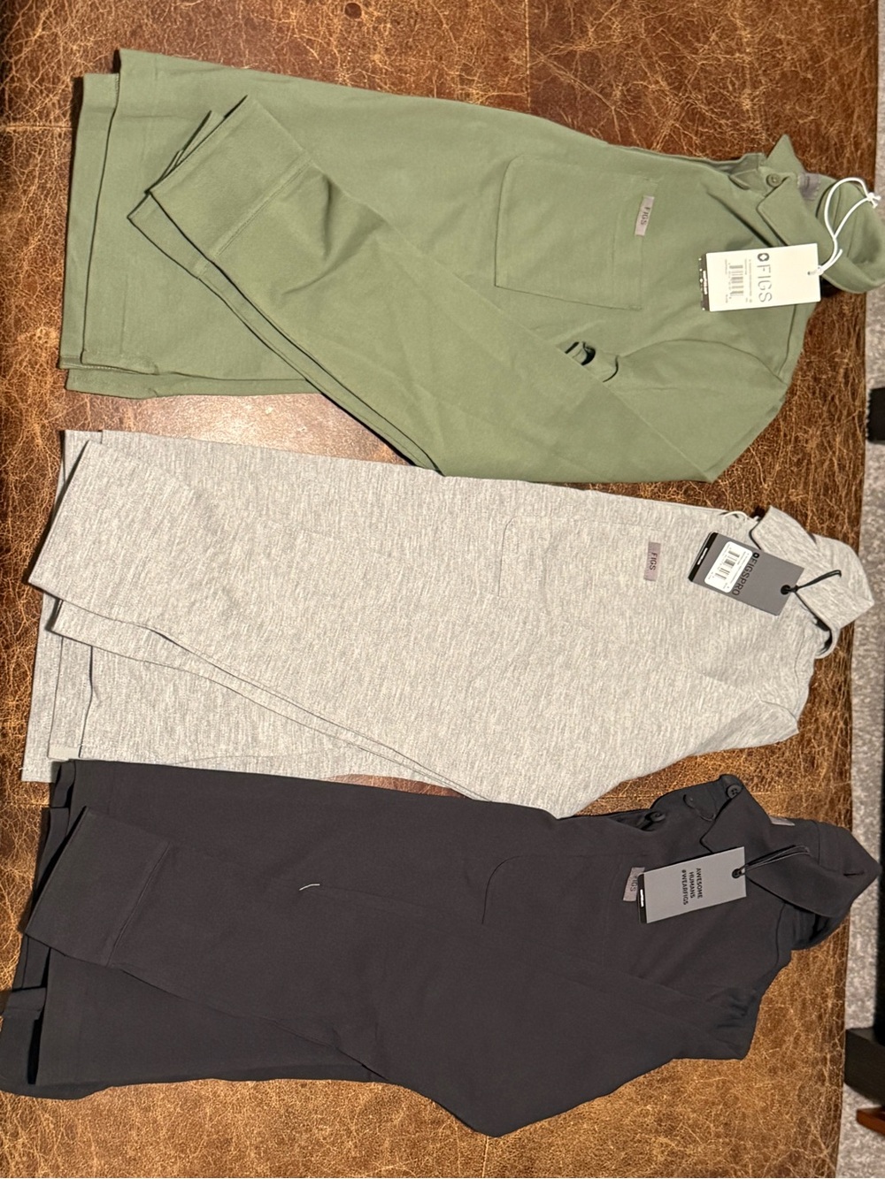 Figs Women's Polo Top Trio — Olive Green, Heather Gray, Black